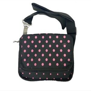 LeSports Sac Gray Pink Polka Dots Cross Body Bag Purse